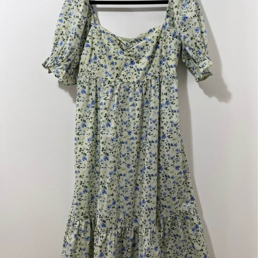 Abercrombie Pastel Floral Midi Dress | Romantic Summer Coquette Prarie [size Lp] - Picture 2 of 12